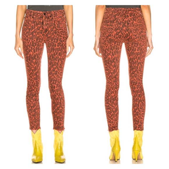 MOTHER Denim - MOTHER High Waisted Looker Jean Ankle Fray Animal Attraction Leopard 27 NEW NWT